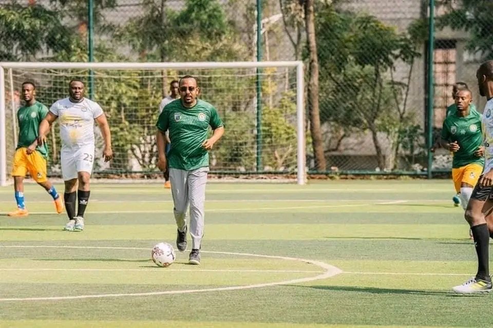 Friendly football match activity on the pitch in Ethiopia